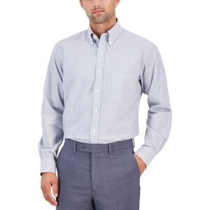 Club Room Mens Striped Button Down Dress Shirt, White, 17 Neck, DM